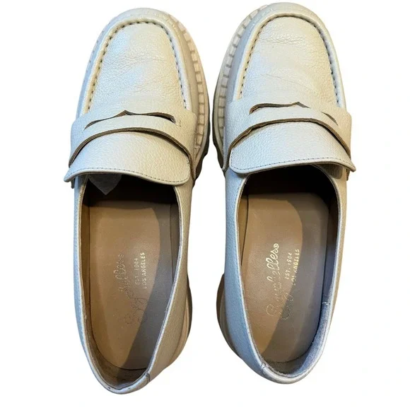 Seychelles Womens Cream Leather Platform Lug Sole Penny Loafers Chunky Shoes - Picture 13 of 13